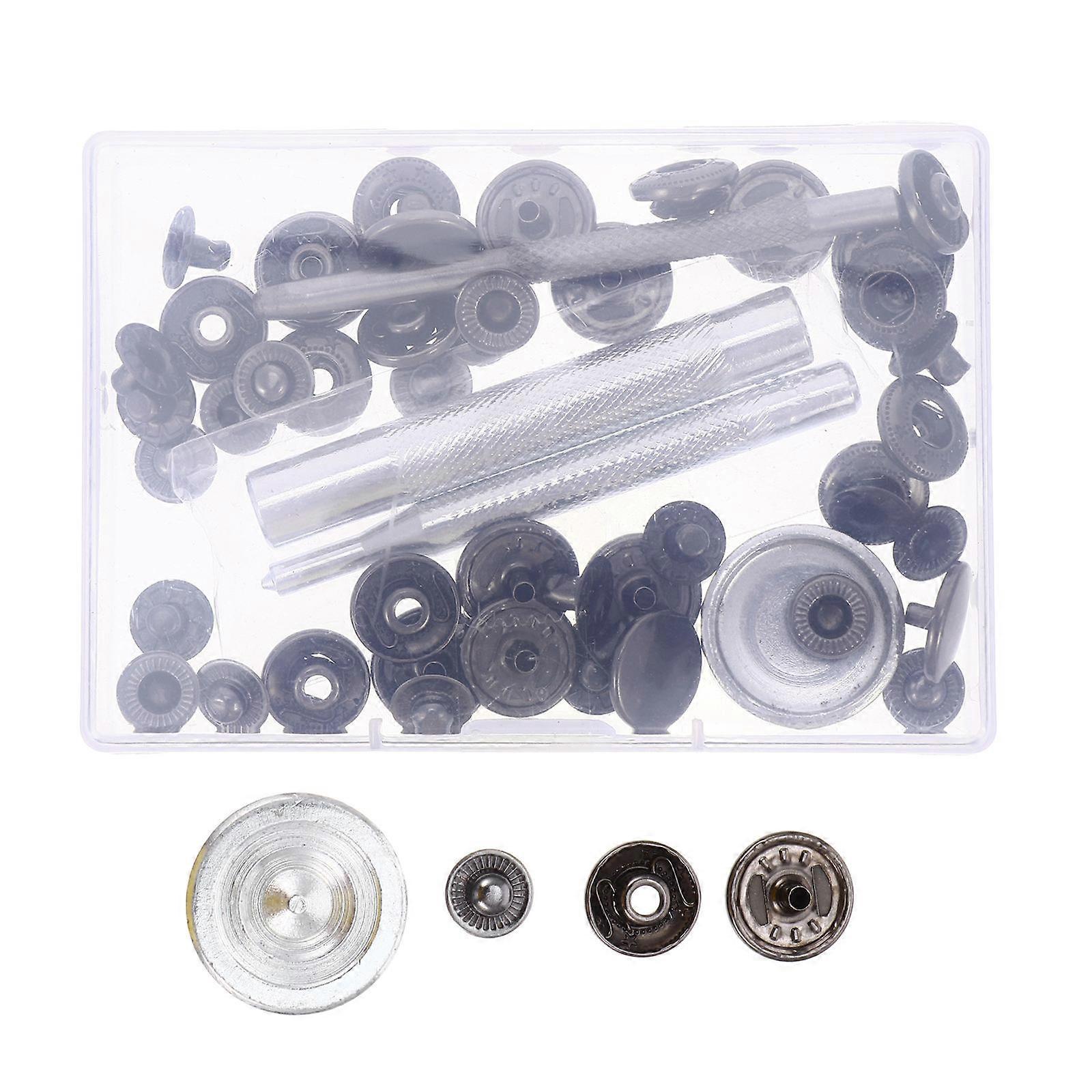 Heavy Duty Snap Fasteners 12 Sets Kit For Clothing Repair And DIY Projects In Black Color With Fastening Function