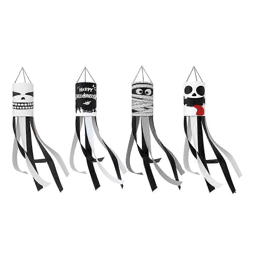Cylindrical Halloween Windsock Ornament 4 Pcs Perfect For Front Yards Gardens And Events In Assorted Colors