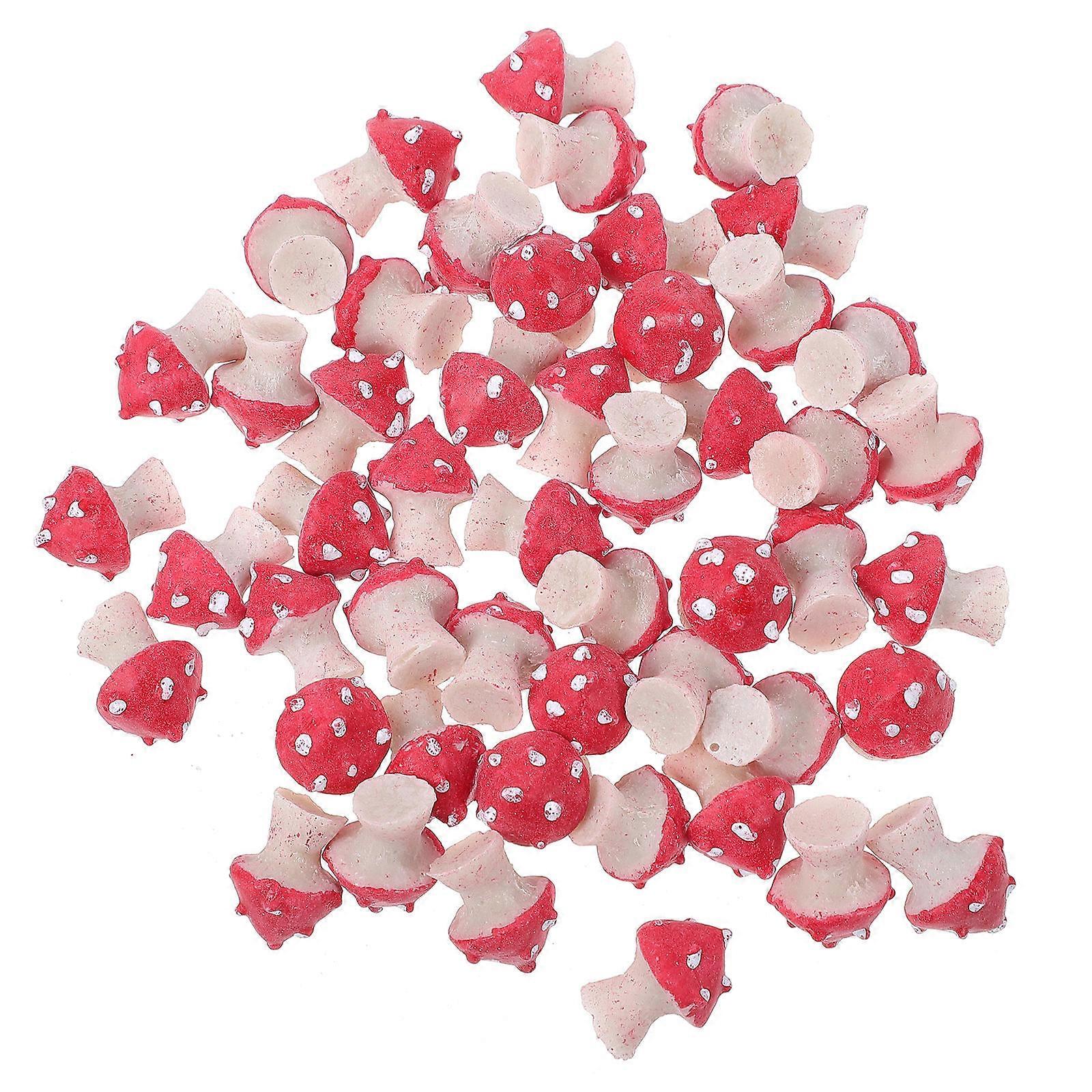 Resin Mushroom Ornaments 50Pcs For Home Decoration At 2X1.3CM Size Suitable For Craft Enthusiasts