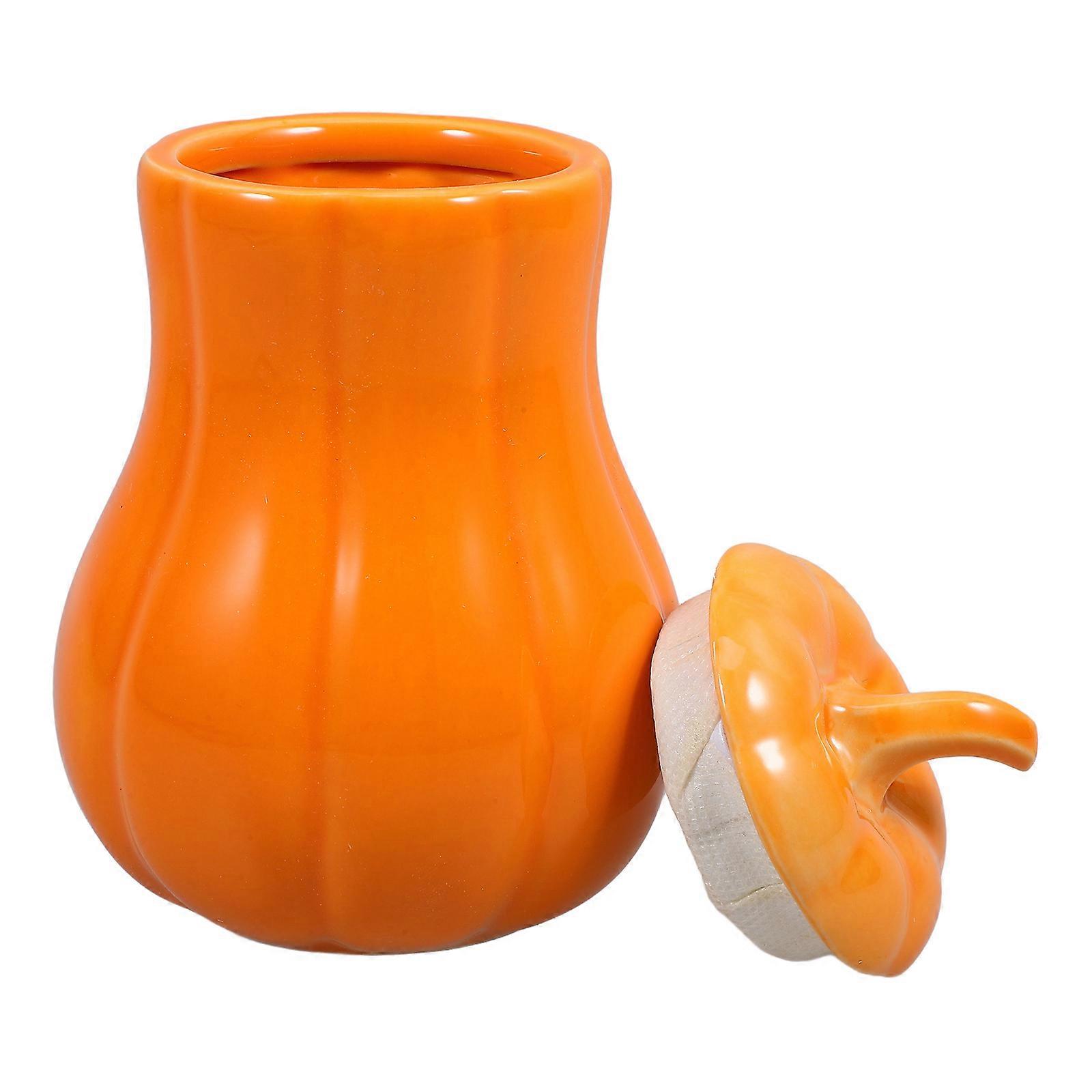 Pumpkin Shaped Tea Jar Ceramic Canister Keeps Fresh Longer Storage