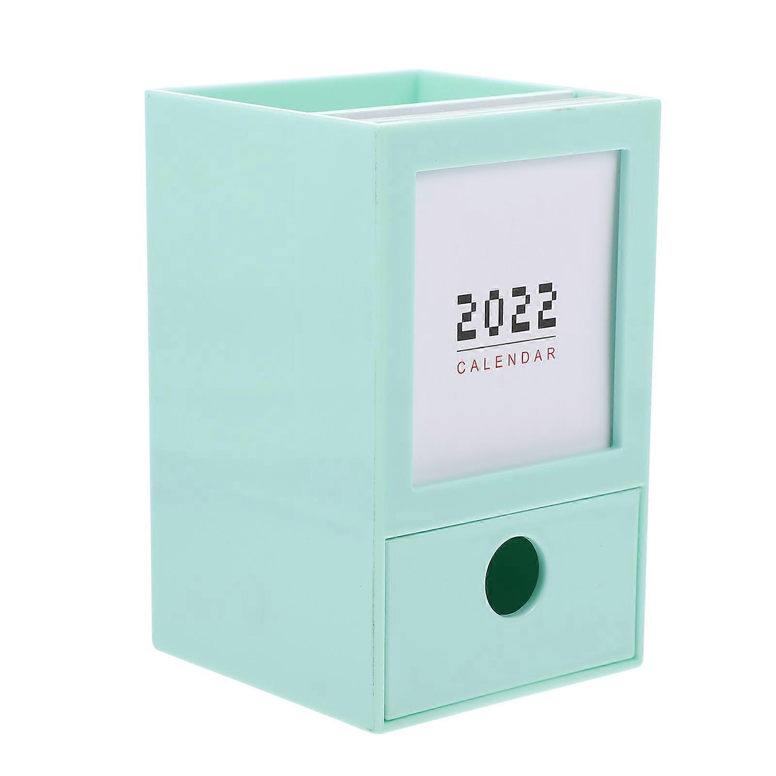 Creative Desk Calendar Office Accessories Storage Box Green Plastic For 1Pcs