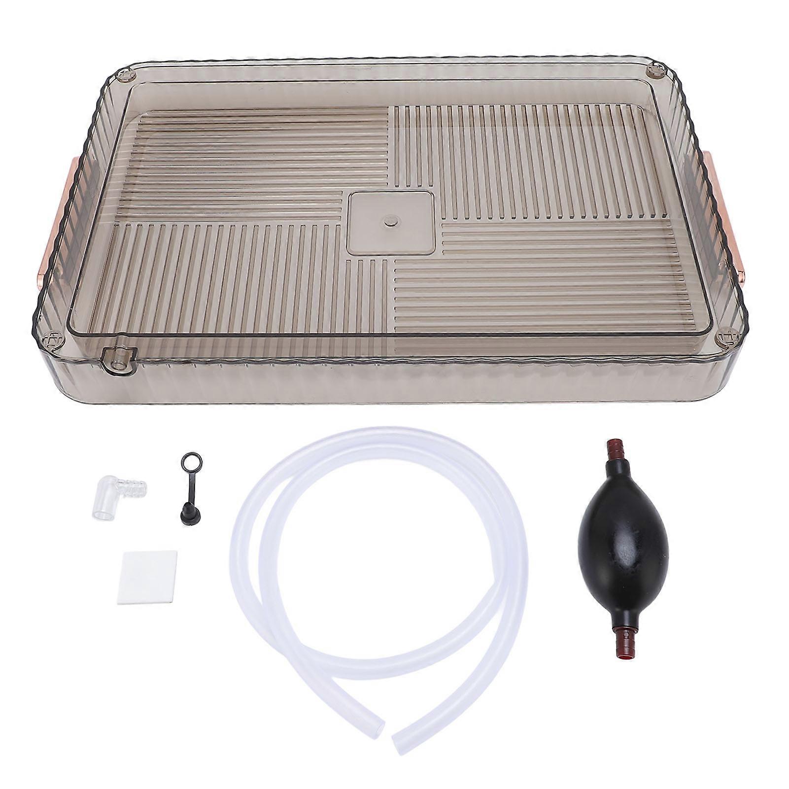 Drainage Tea Plastic Large Capacity Multipurpose Transparent Serving Tray with Handles for Countertop