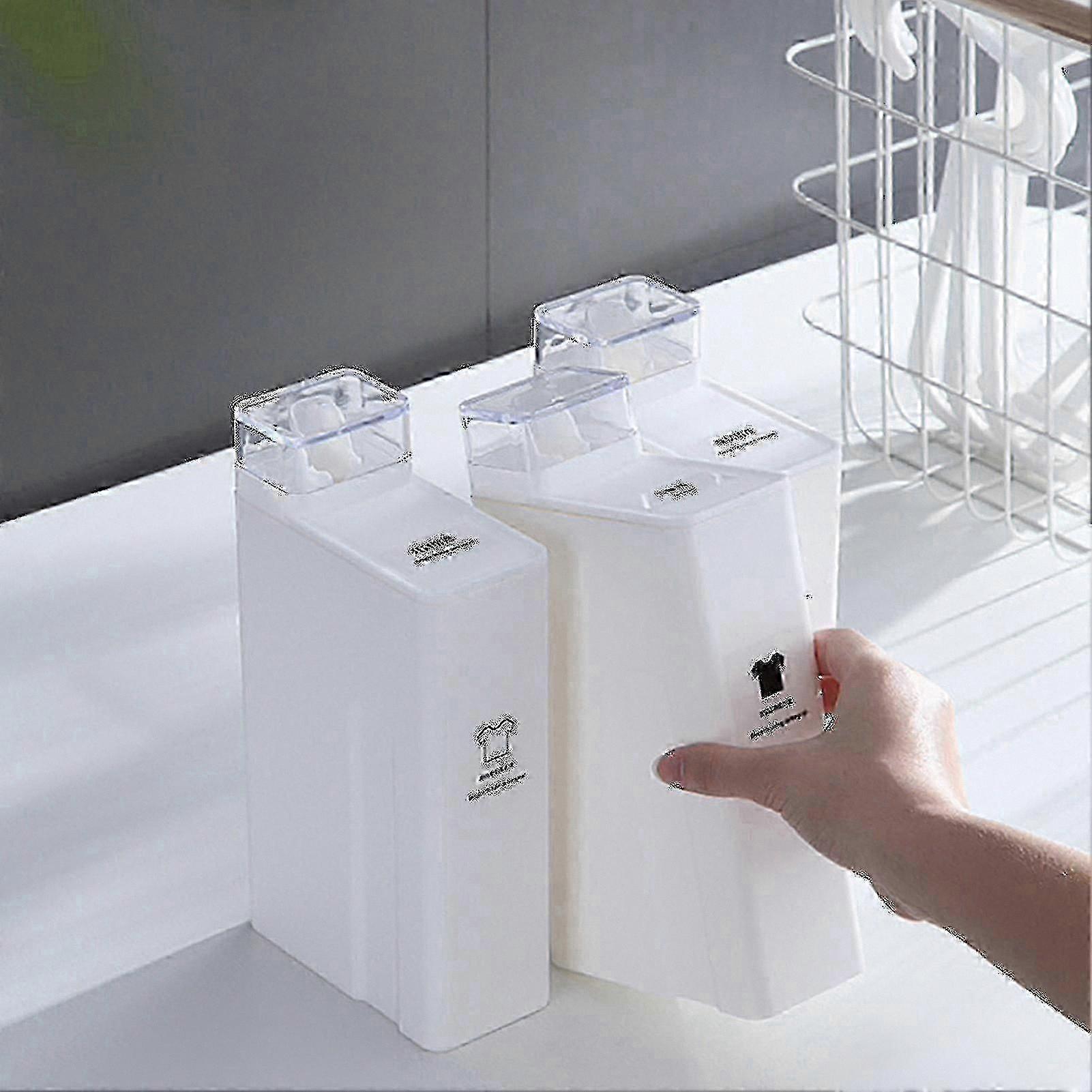 Liquid Laundry Detergent Dispenser with Measuring Lid and Storage Solution for Home Use