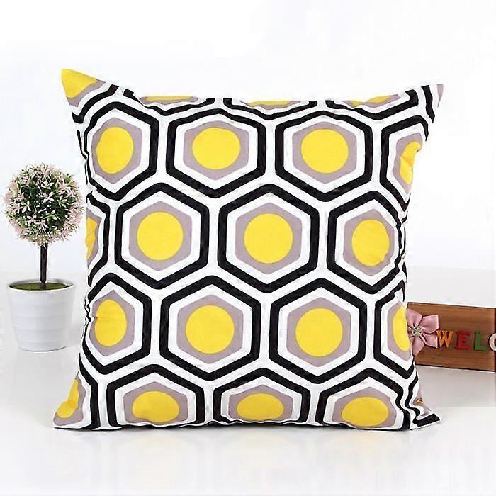 Yellow Geometric Cushion Cover - Set of 2 - Polyester - Machine Washable
