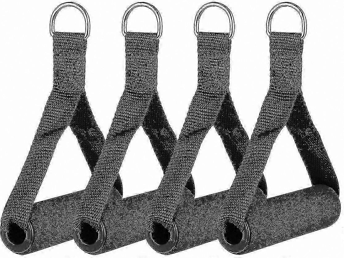 Foam Exercise Handles with D Ring for Resistance Bands (4 Pack, Black)