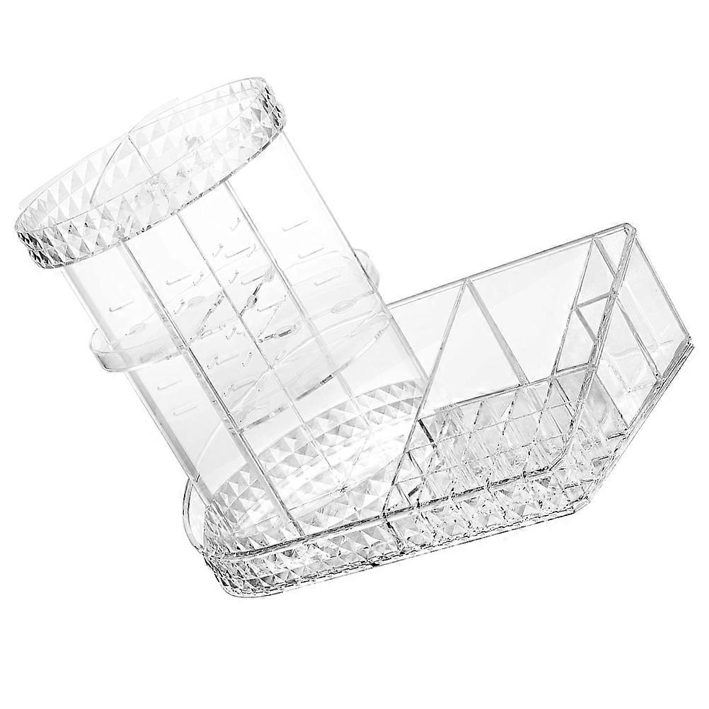 Transparent Material Cosmetics Organizer Box with Compartment and Rotatable Design for