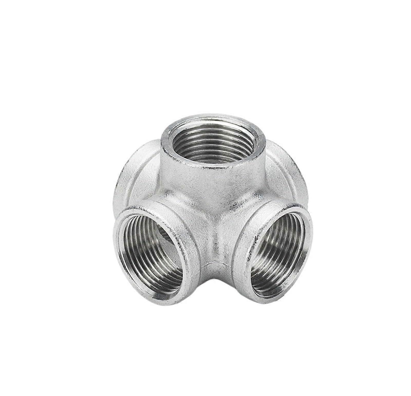 304 Stainless Steel Right-Angle Shelf Thread Buckle G2 Water Pipe Accessories 1 Inch Three-Dimensional Five-Way Corner