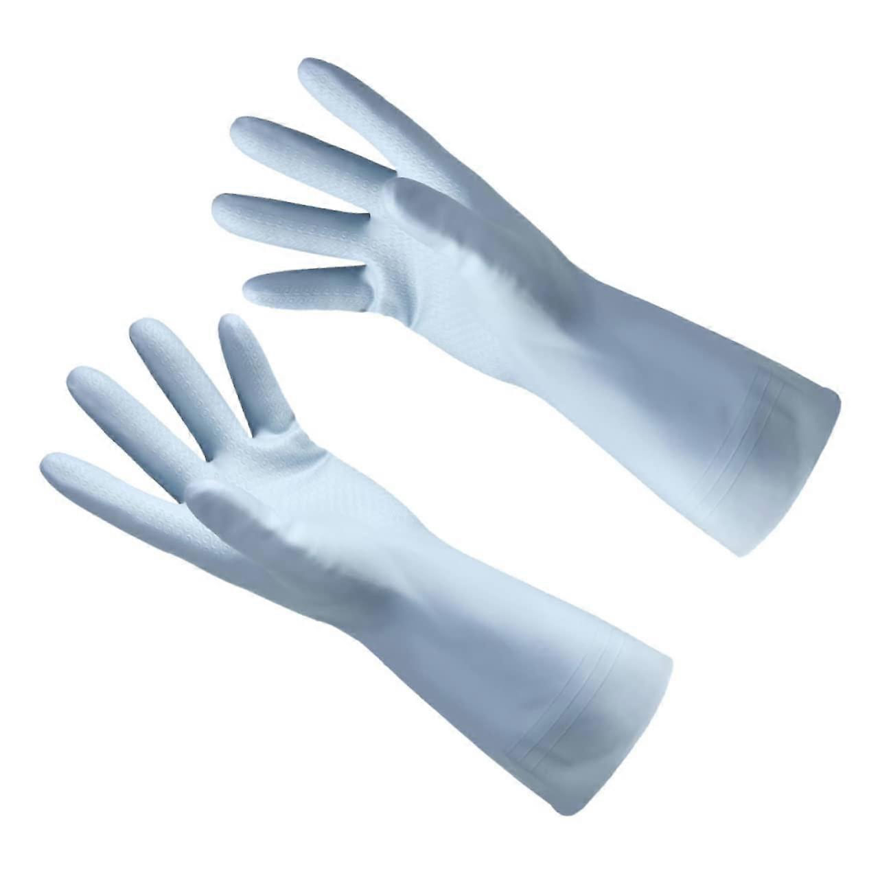 1pair Kitchen Gloves Reusable Dishwashing Mittens for Household Cleaning Gardening and Pet Care Lightweight Blue Gloves 10CM Blue