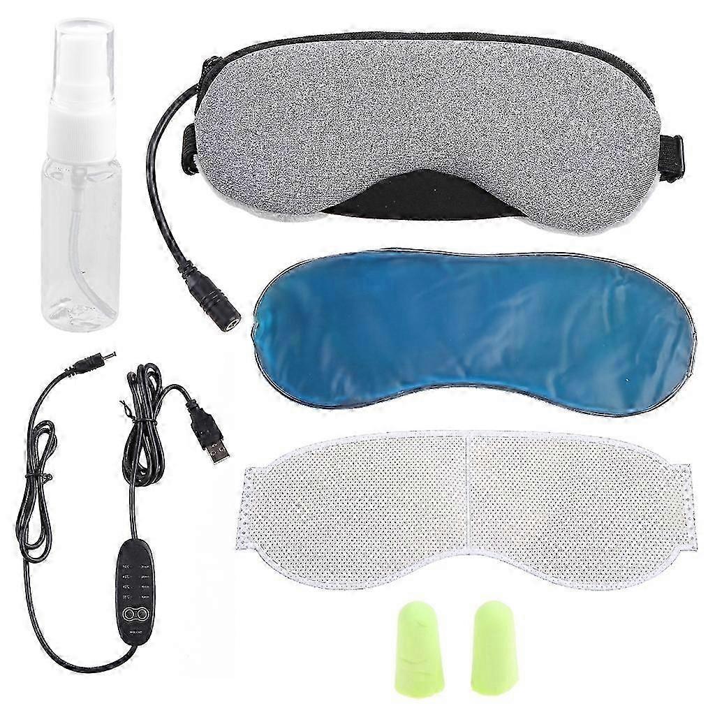 Electric Heated Eye Mask for Sleeping USB Warm Steam Dry Eyes Masks 4 Levels Heating Temperature for Time Setting