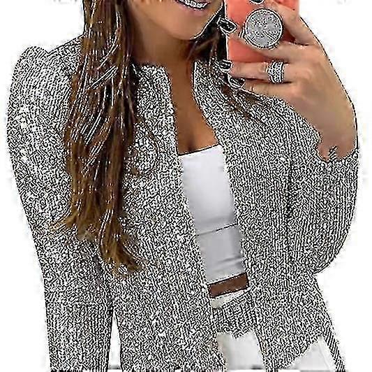 Női csillogó flitteres hosszú ujjú vágott blézer flitteres dekorációs kabát jelmez ruházat