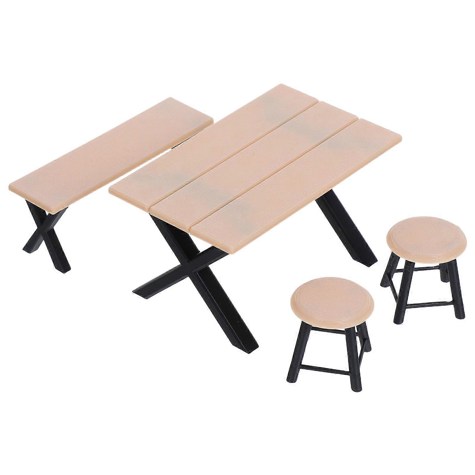 Miniature Table And Chairs Set For Micro Landscape Creation Children Realistic Design 4Pcs