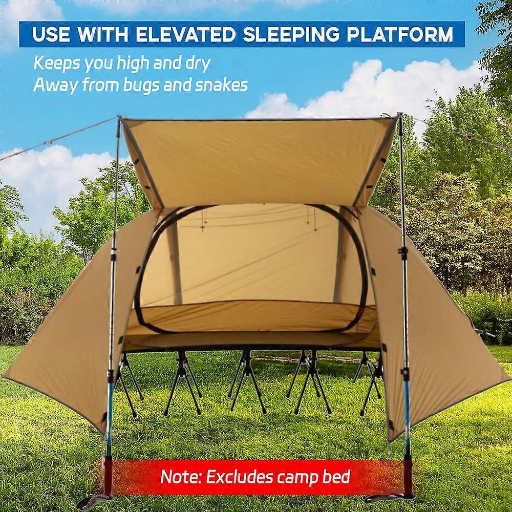 1 Person Tent Lightweight Backpacking Tent Double-layer Can Use with Elevated Sleeping Platform Camp Bed for 4 Season