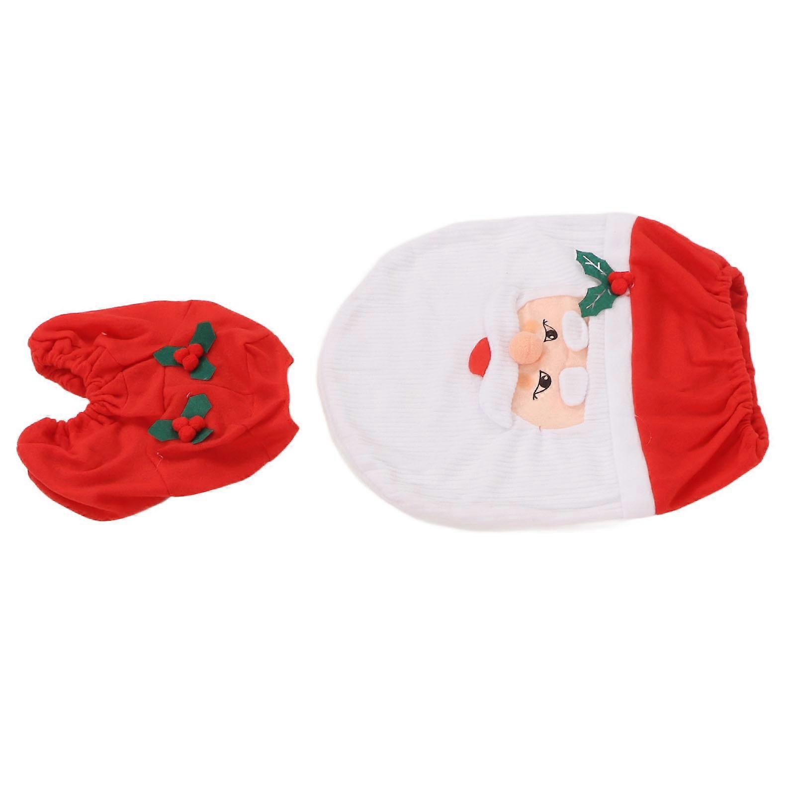 GPB 3Pcs Santa Toilet Seat Cover Rug Water And Tank Cover 3D Santa Bathroom Decoration for Christmas