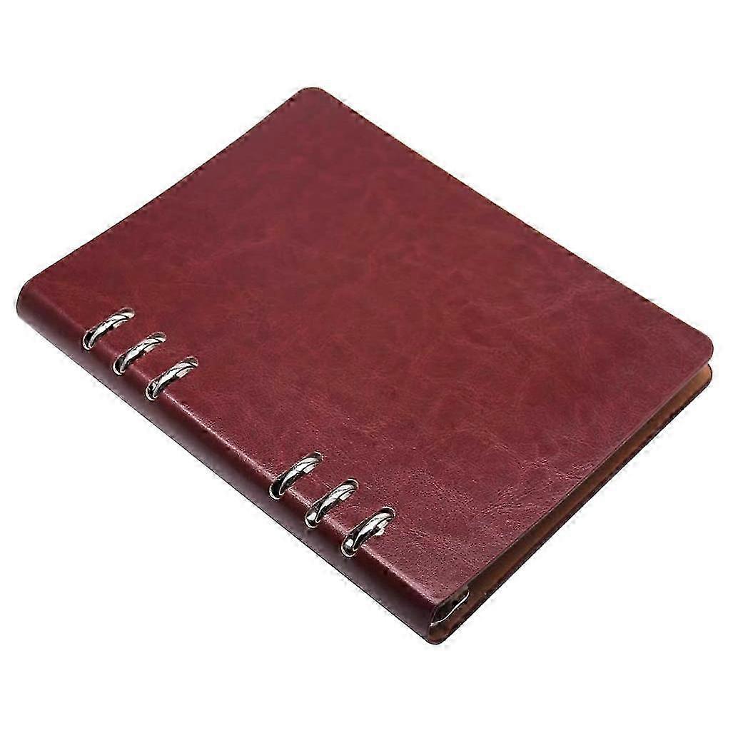 A5 Notebook 6 Holes PU Leather Cover Notebook (Brown)