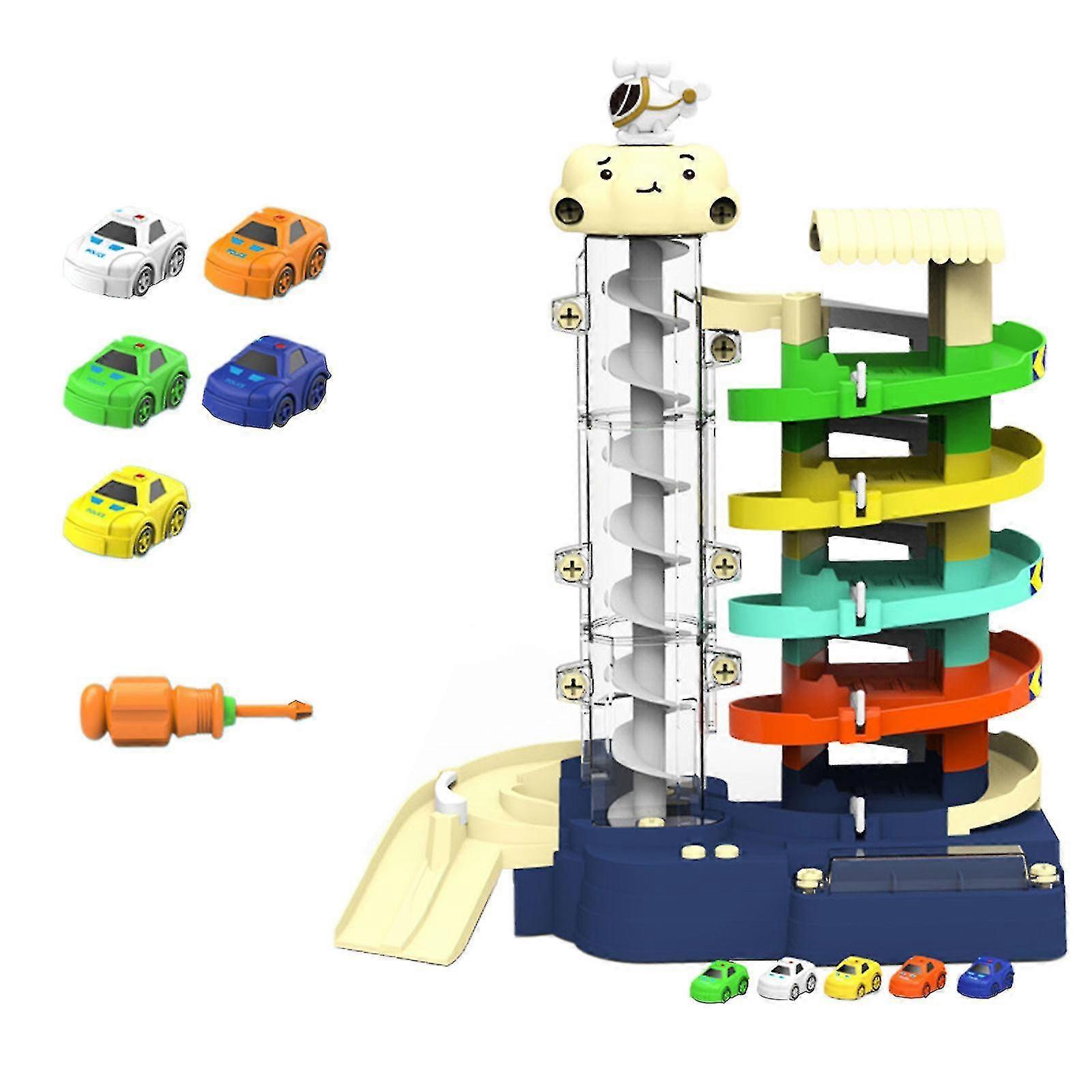 Children's car ramp toy with multi-specification tracks and cars to exercise hands-on ability