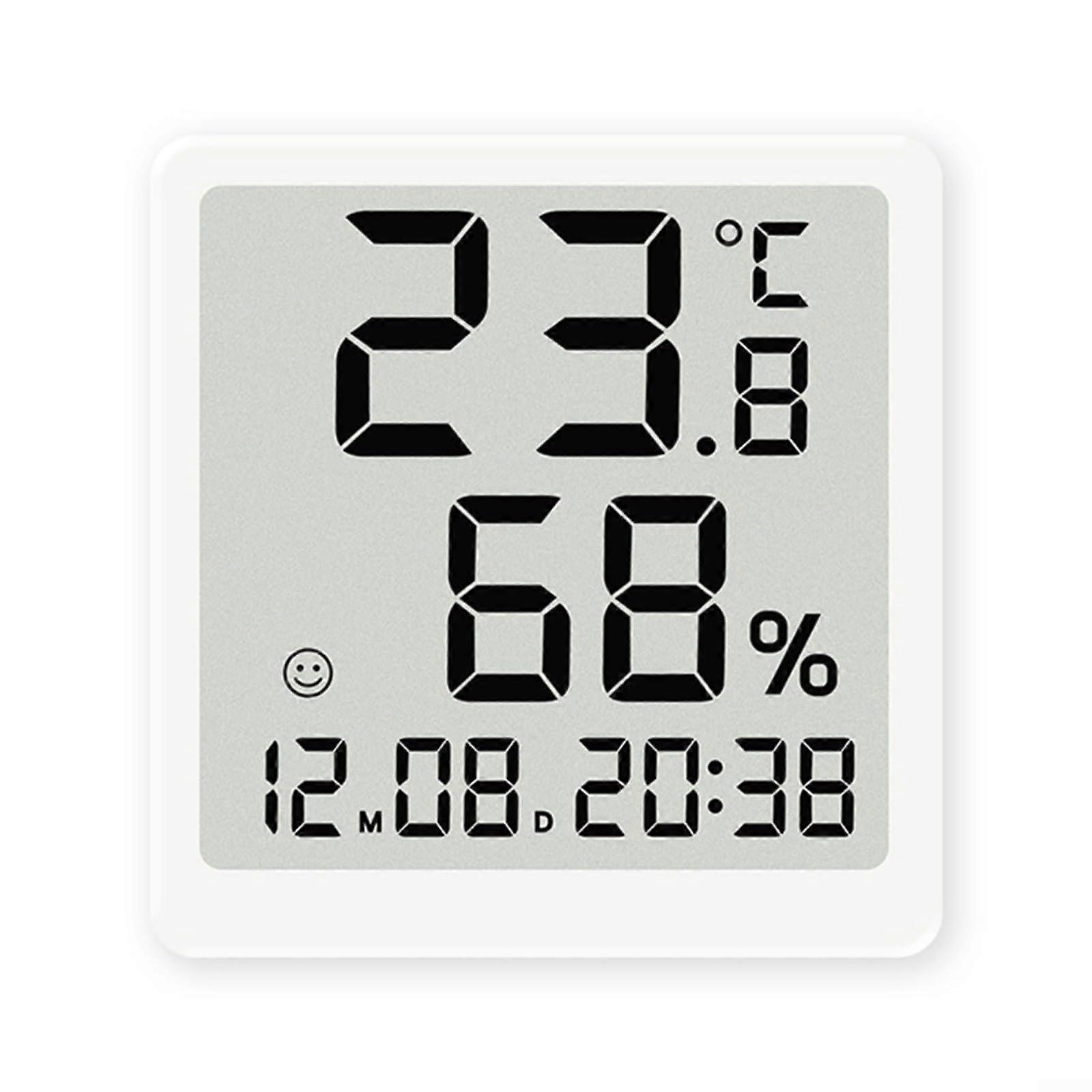 UltraThin Digital Thermometer Hygrometer Clock Magnetic Wall Mount Temperature Humidity Monitor 8.2x8x2 cm White