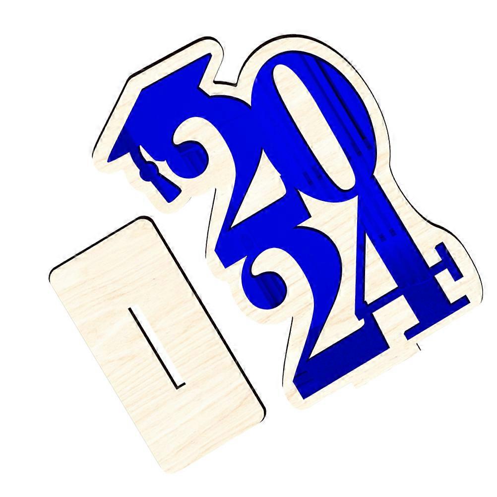 2024 Wooden Graduation Sign Decoration for Grad Party Decor and Table Centerpiece in Blue