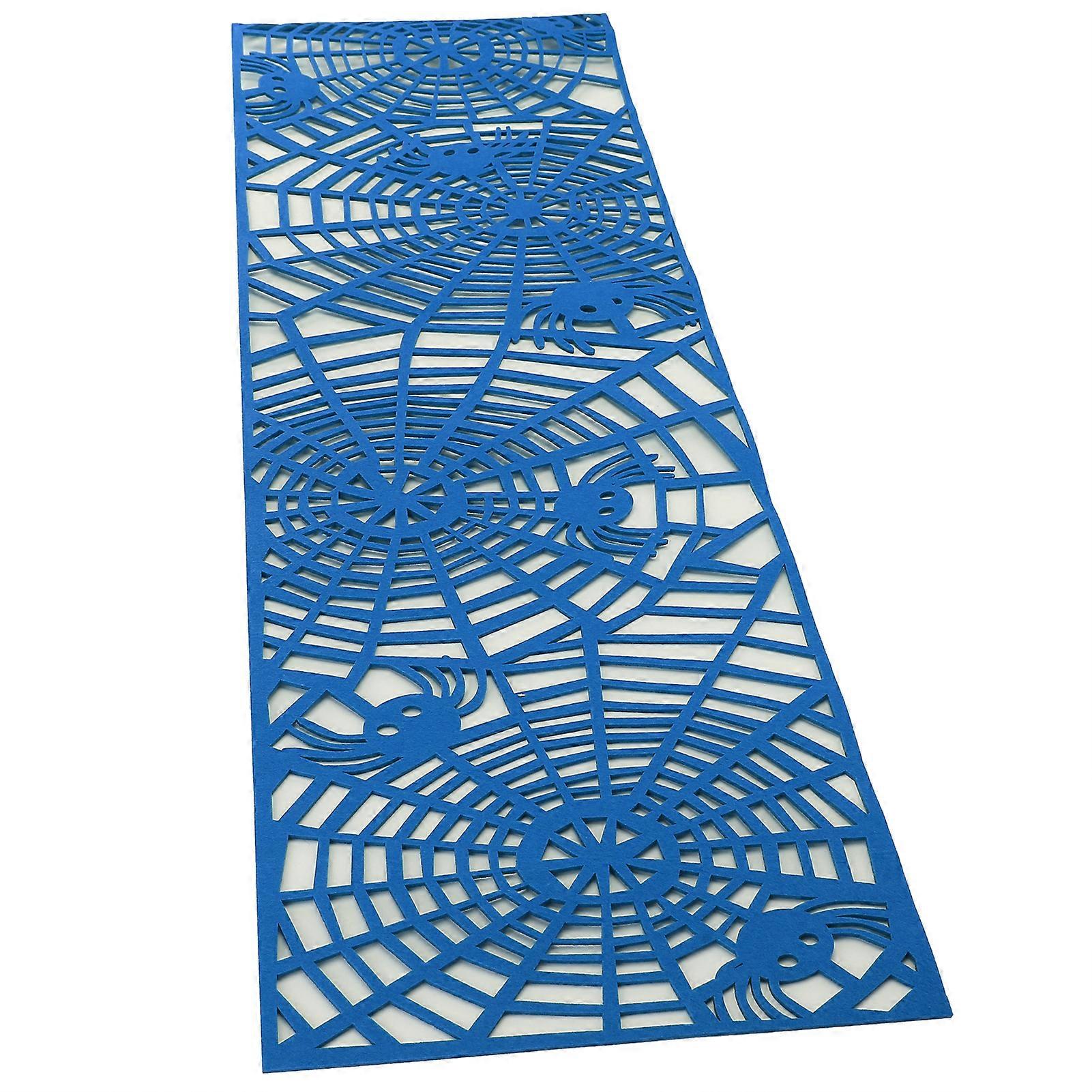 Light Blue Rectangle Table Runner 100x30cm Hollow Out Design