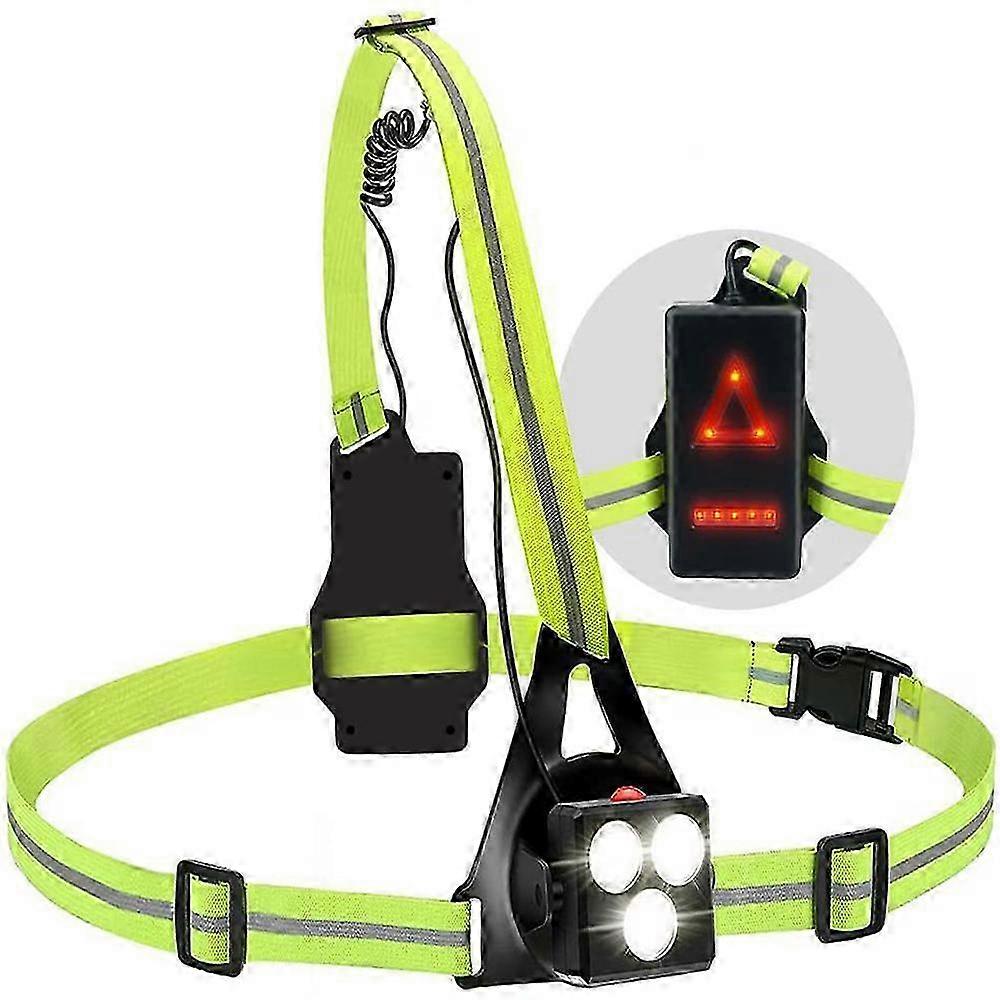 2025 Running light with reflectors, LED running lamp jogging, USB rechargeable chest lamp running, waterproof, lightweight, jogging, camping