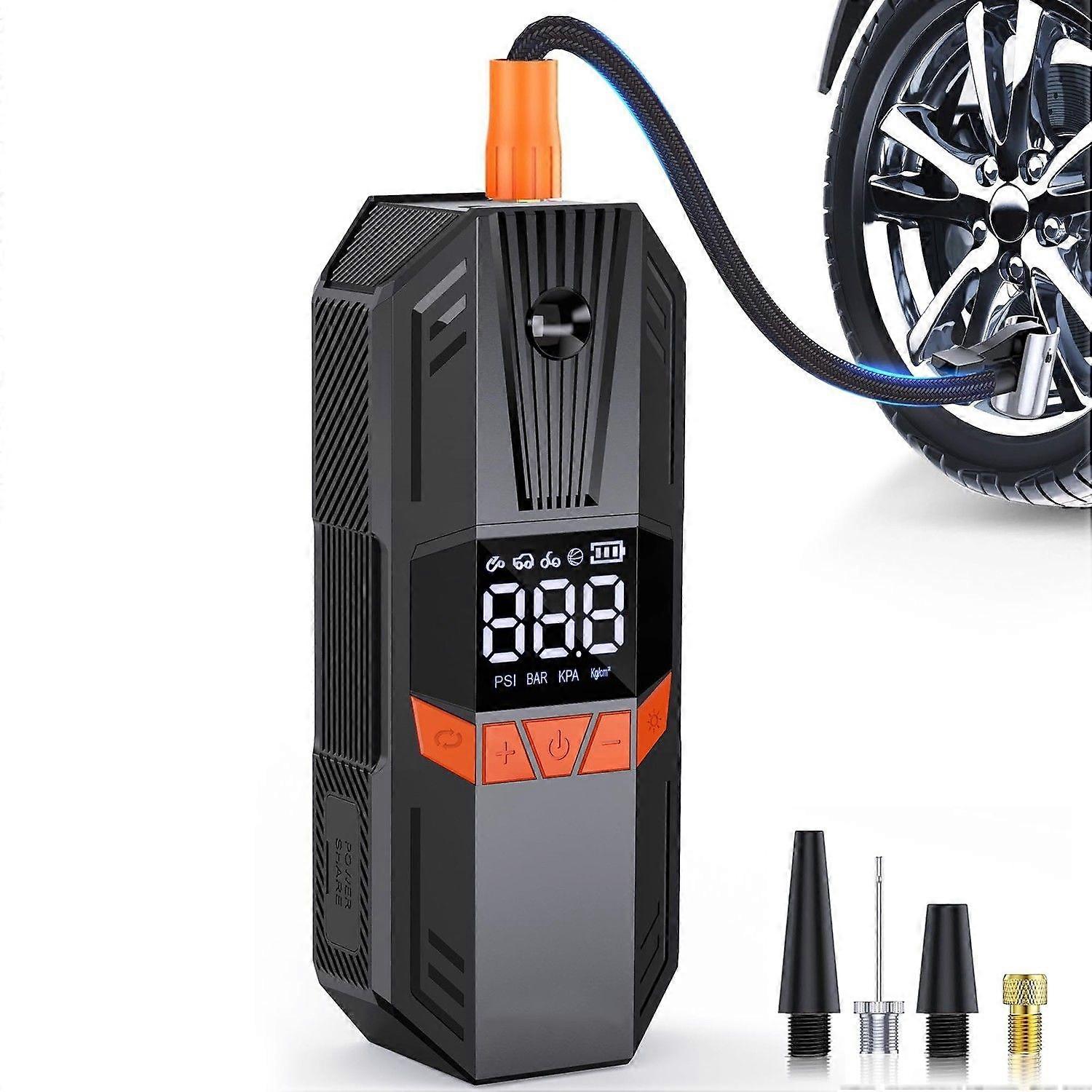 Tire Inflator Portable Air Compressor, 150 PSI Cordless Tire Inflator, Electric Tire Pump with LCD Pressure Gauge, Quick Inflation Portable Air Pump f