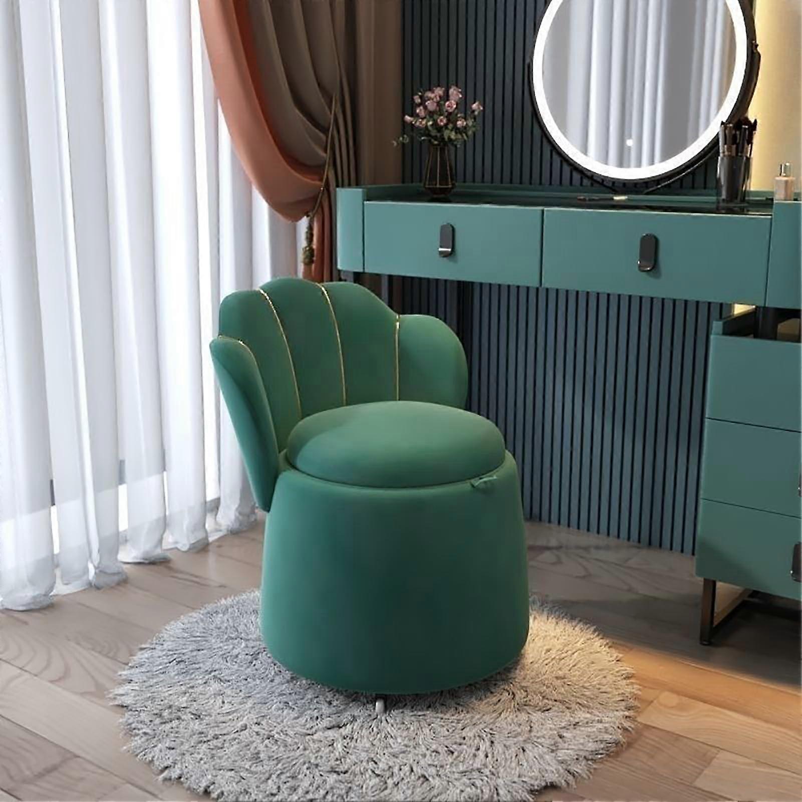 Modern Green Velvet Swivel Accent Chair With Storage, 360-Degree Rotation, 44x44x60 Cm (17x17x24 In)