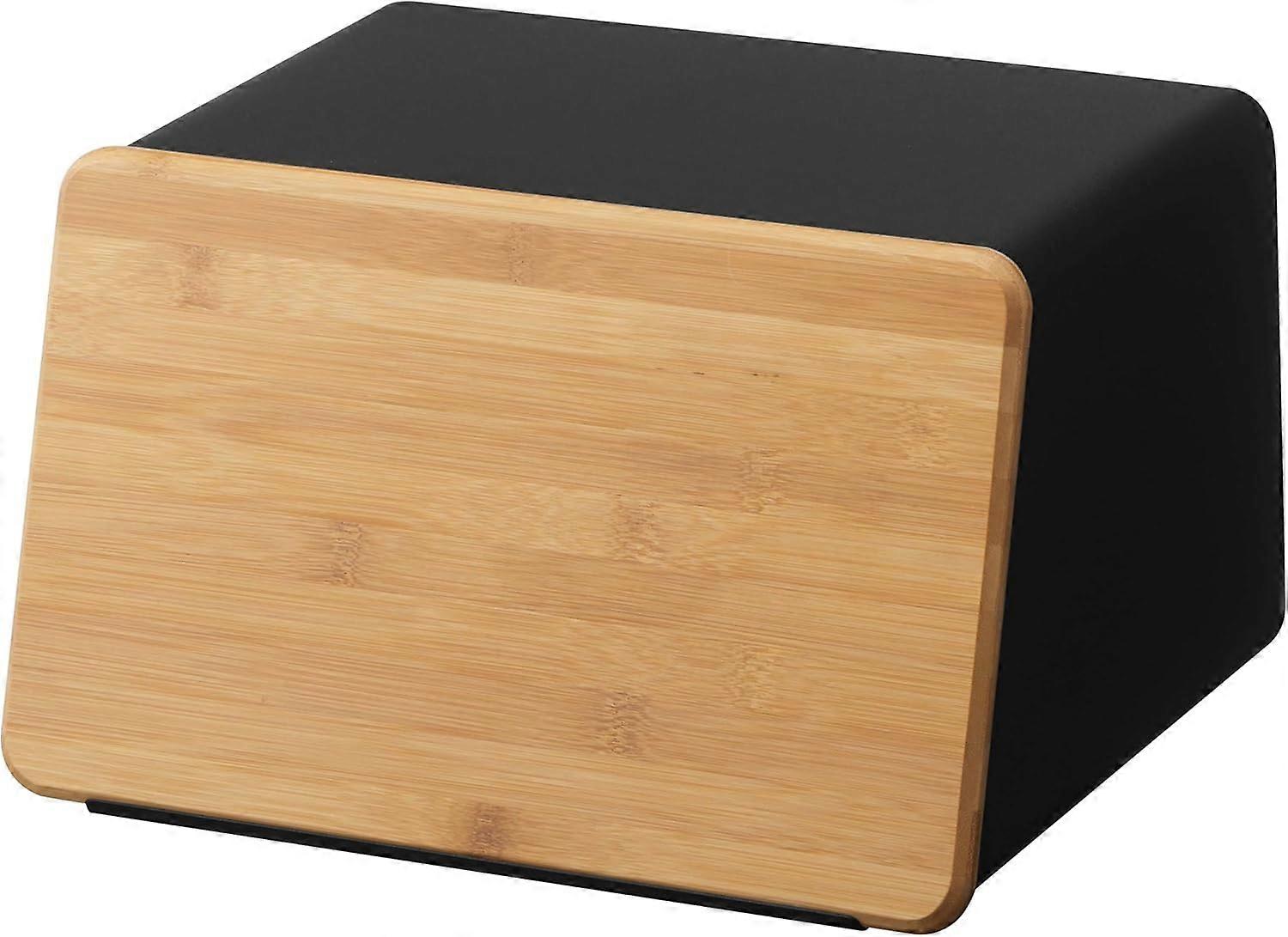 Kitchen Storage Box Metal Bread Box with Removable Bamboo Chopping Board Lid
