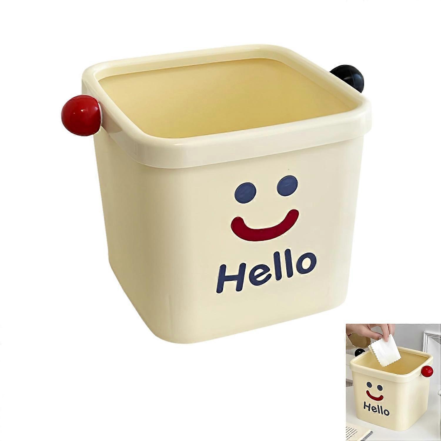 Mini Desktop Trash Can Without Lid, Portable Press Ring Trash Can
