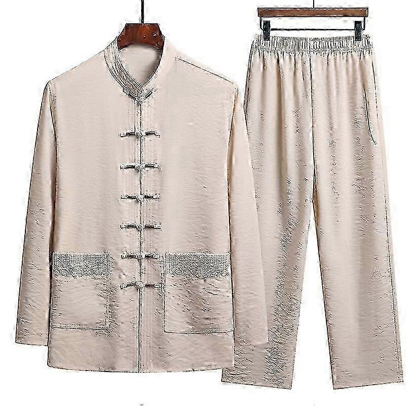 Conjunto de roupas tradicionais Hanfu com camisa de Kung Fu de algodão e linho, uniformes de Tai Chi e calças com fivela