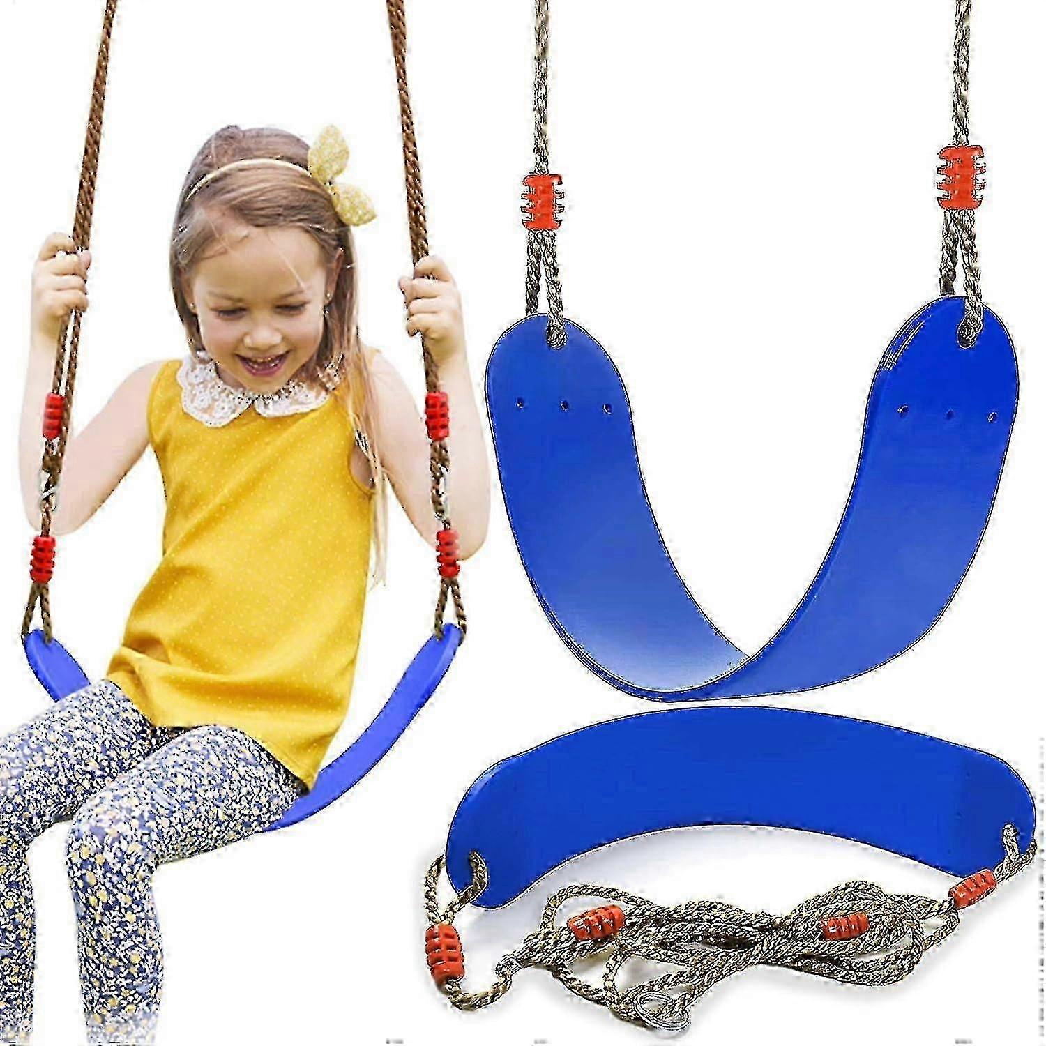Elastic Swing For Children, Indoor Outdoor Swing, Adjustable Swing Seat With Rope, Eva Soft Board, Blue