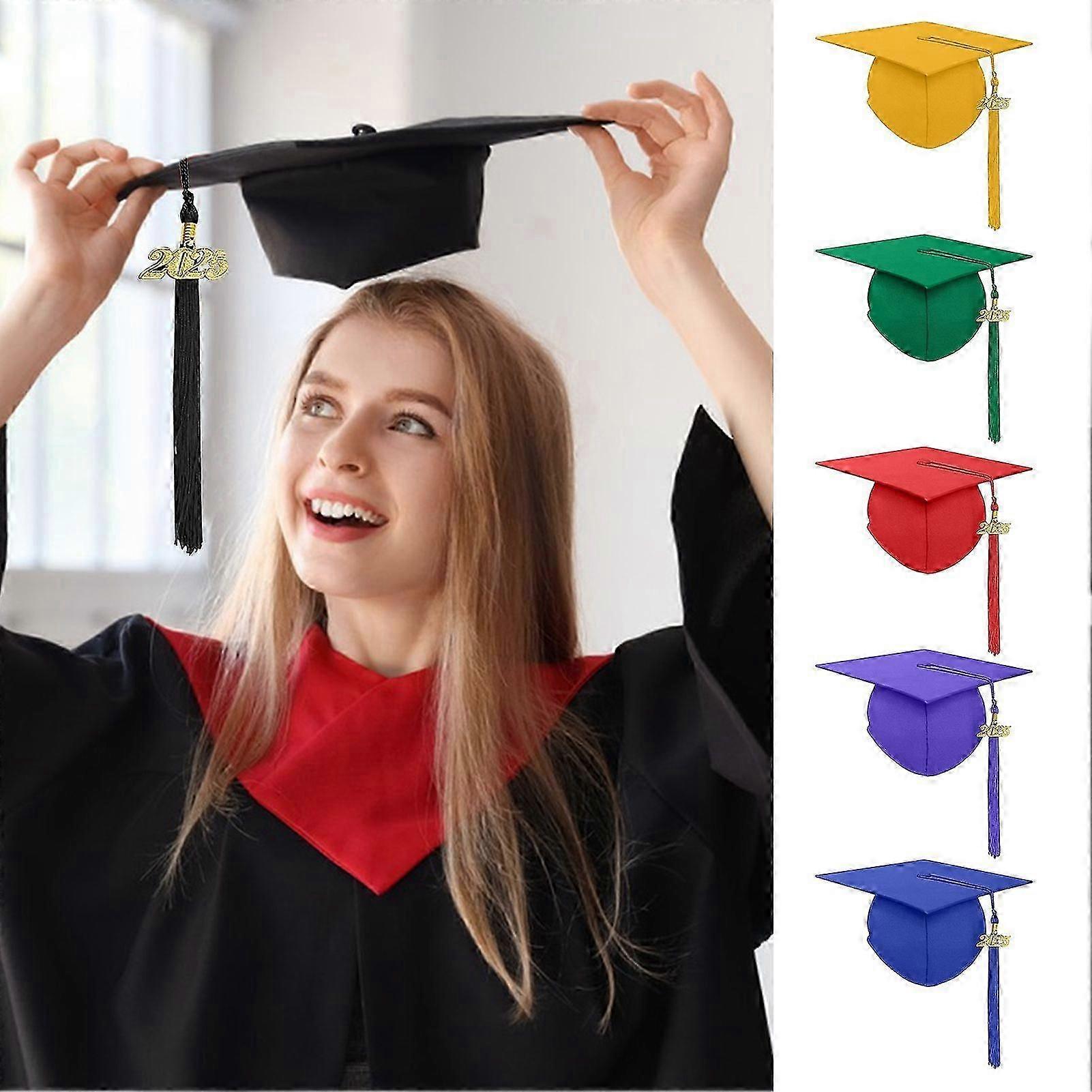 Graduation Cap With 2025 Tassel Unisex Adult Matte Graduation Caps For High School Bachelor Master Ceremonies