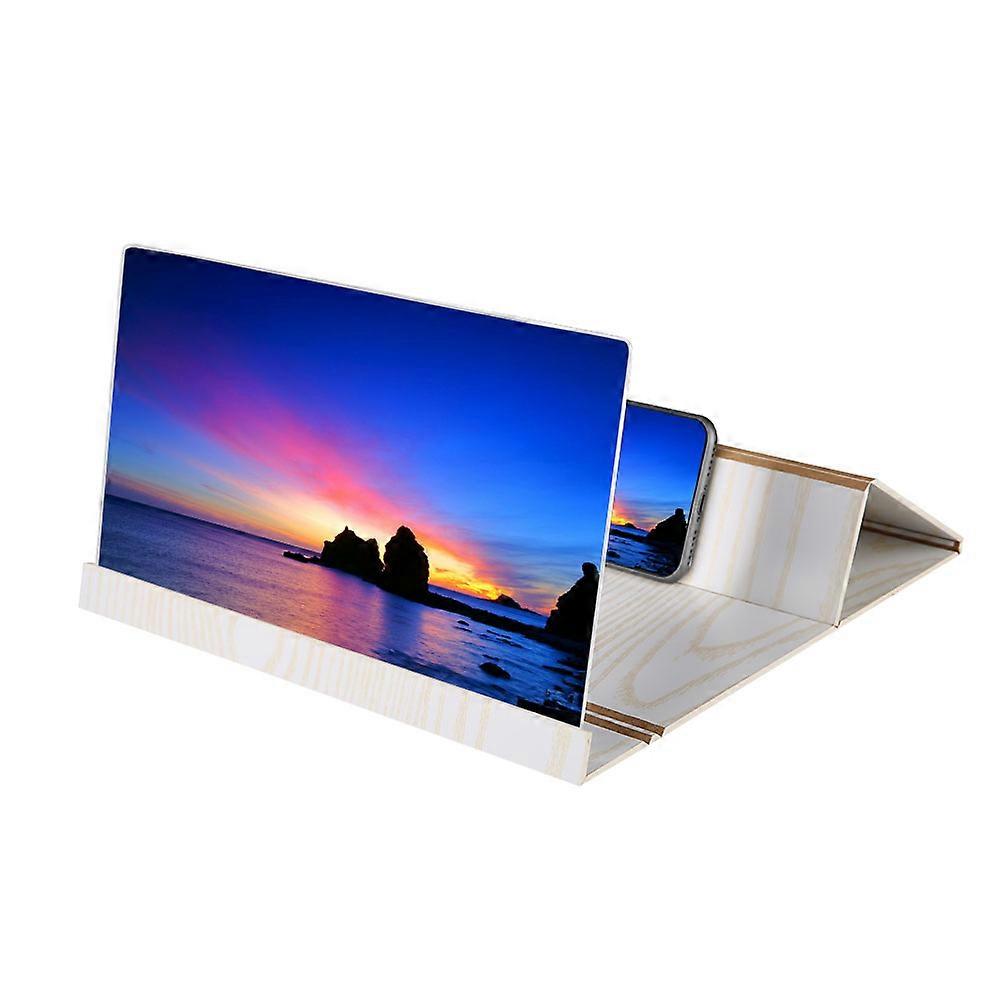 12'' HD Mobile Phone Screen Amplifier with Wood Grain Stand White