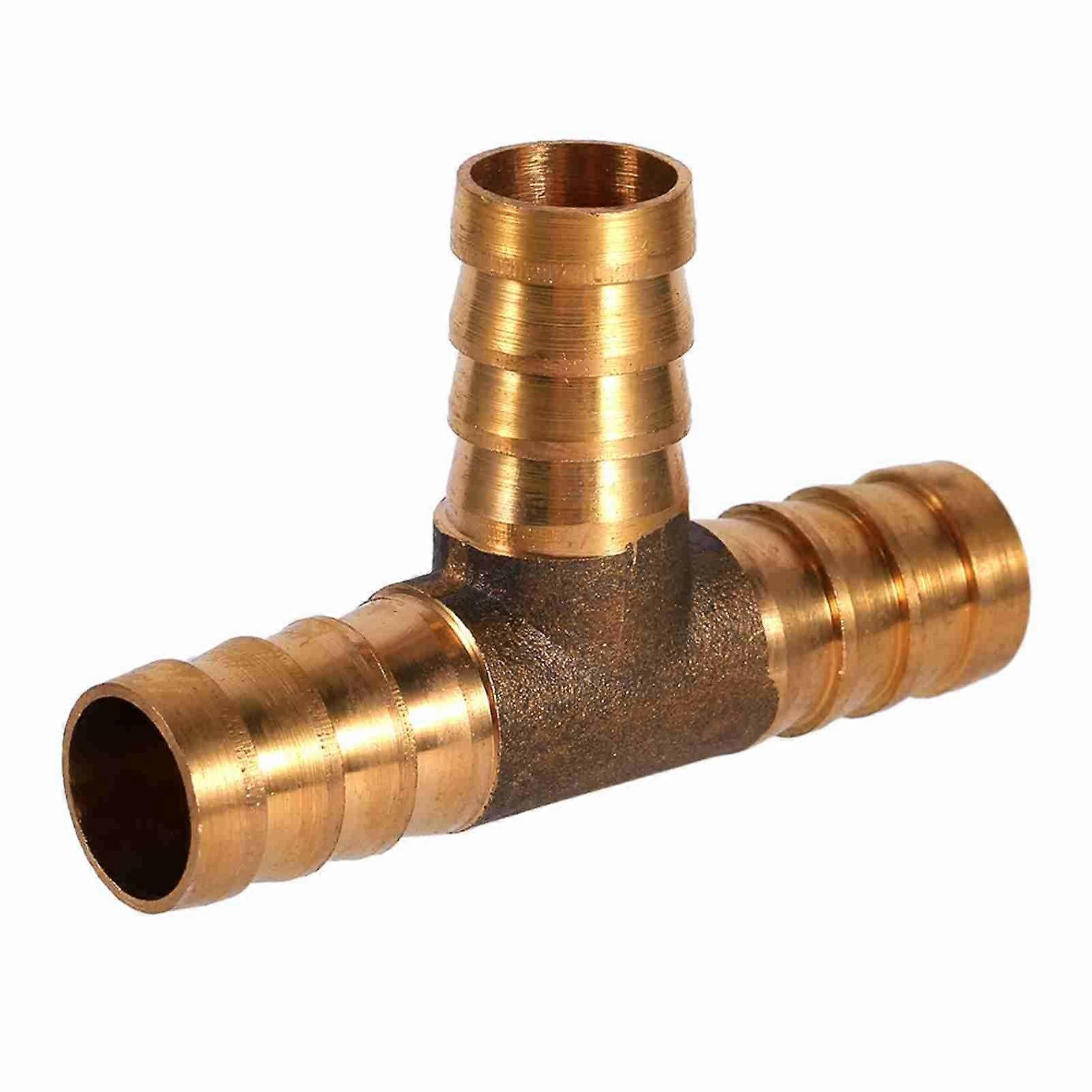 Mässing T-stycke 3-vägs bränsleslangsnickaranslutning 12 mm för tryckluftsoljegasrör