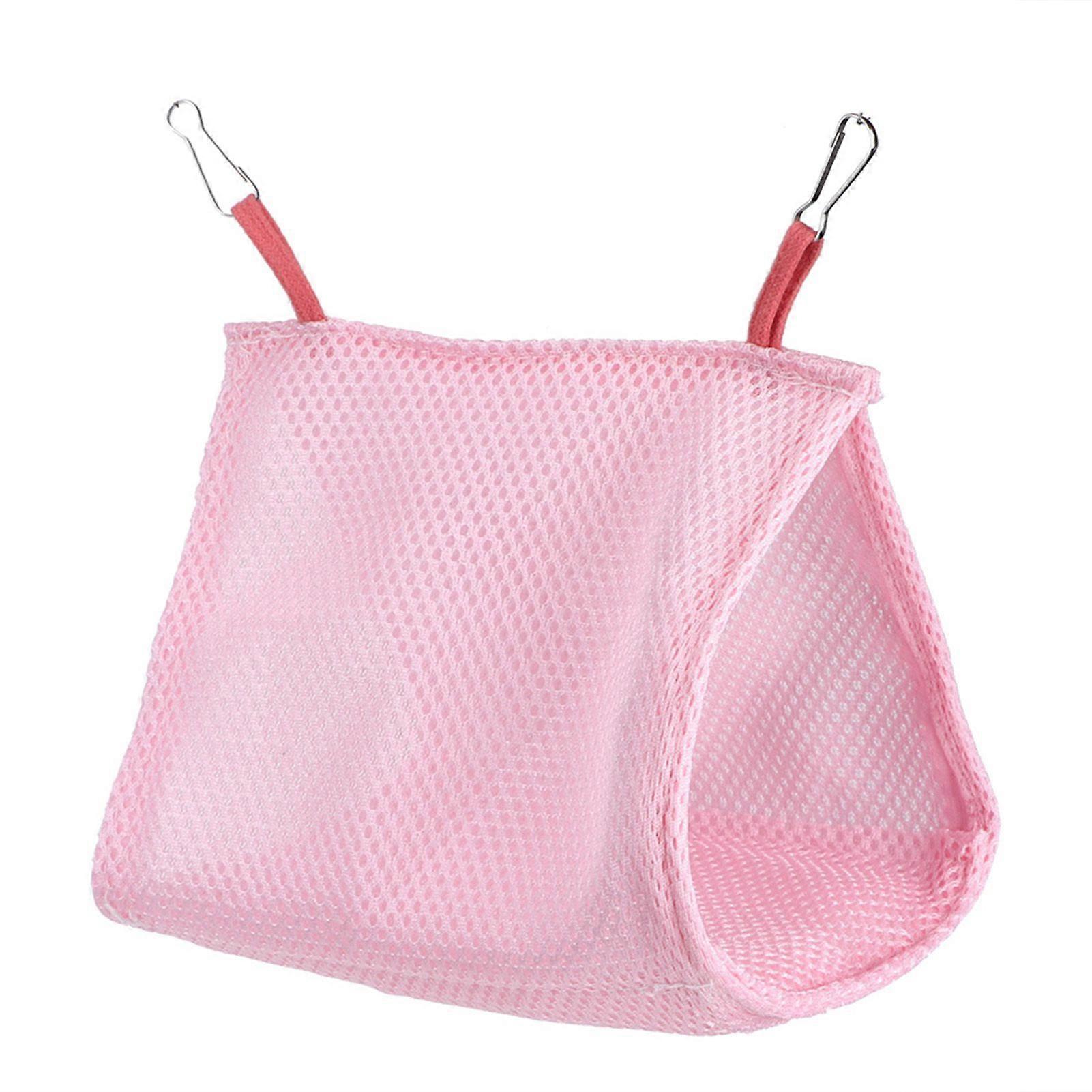 Summer Breathable Mesh Pet Bird Parrot Nest Hammock Bed Hamster House Cage Toy (Pink)