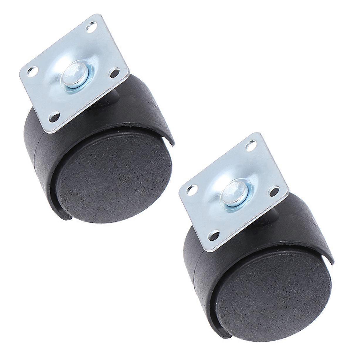 Swivel Caster Wheels 2 Pcs Square Base for Furniture Black with Brake System