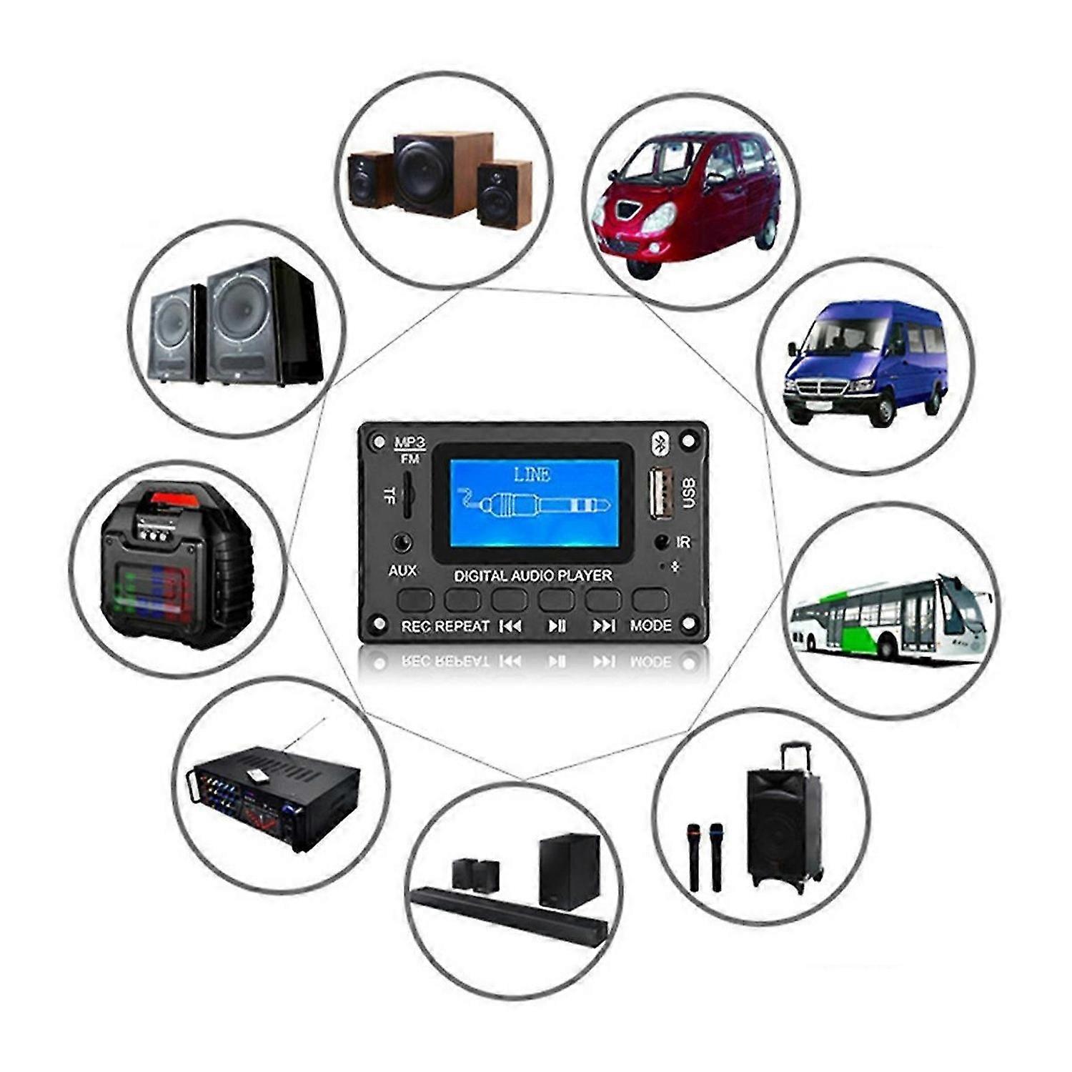 Bluetooth MP3 Decoder Board LCD MP3 Audio Module Speaker USB Decoding