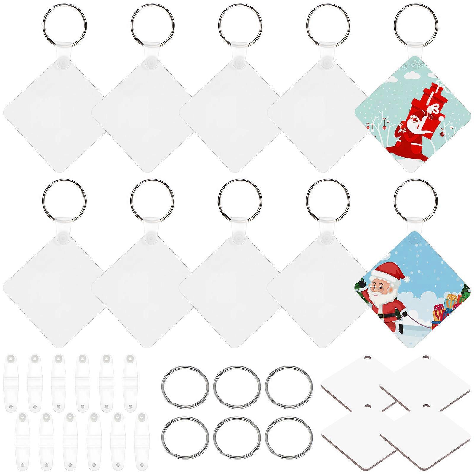 Square Sublimation Keychain Blanks Acrylic Key Rings for DIY Use 80Pcs