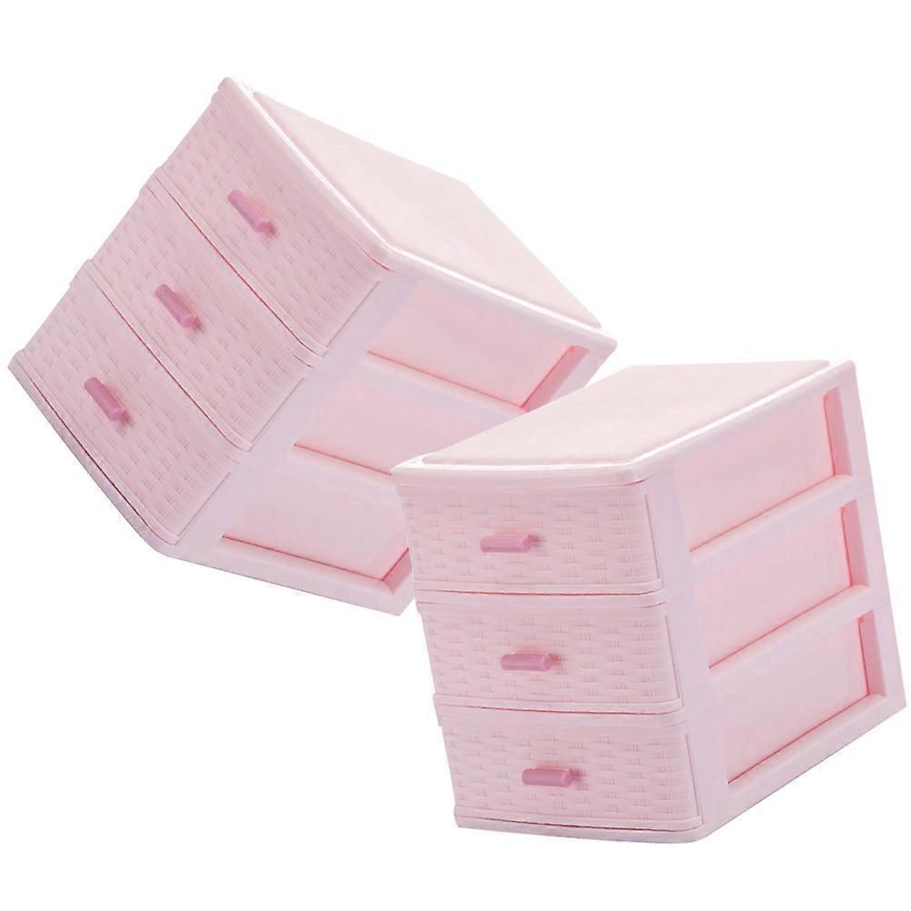 Pink Storage Drawers Drawer Type Storage Boxes for Cosmetic Organization 2Pcs