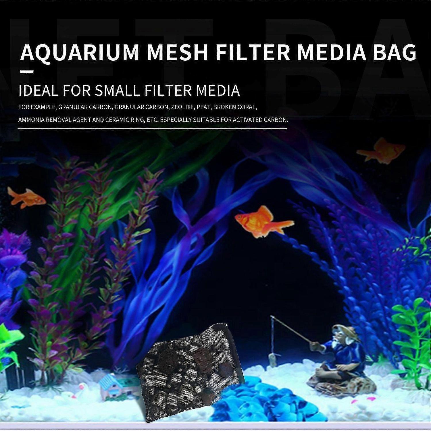 16 PCS Aquarium Mesh Media Filter Bags, Nylon Media Filter Mesh Bags with Zipper (for Particulate Ca