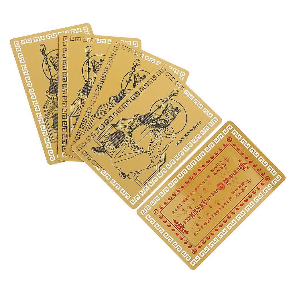 Chinese Amulet Cards 5Pcs Wealth Protection Blessing Card Designed For Believers In Feng Shui Yellow Color