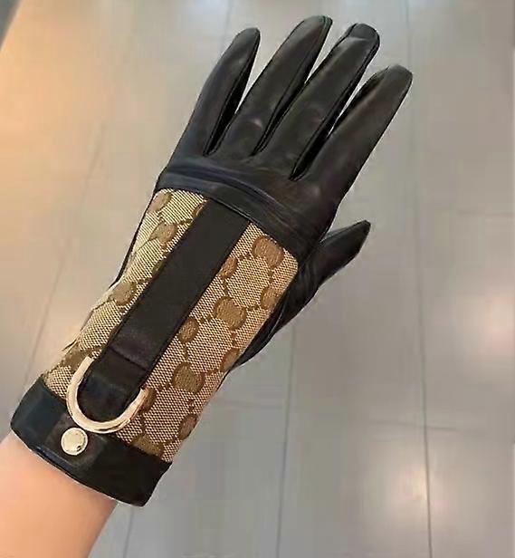 Autumn and winter quality leather plush gloves