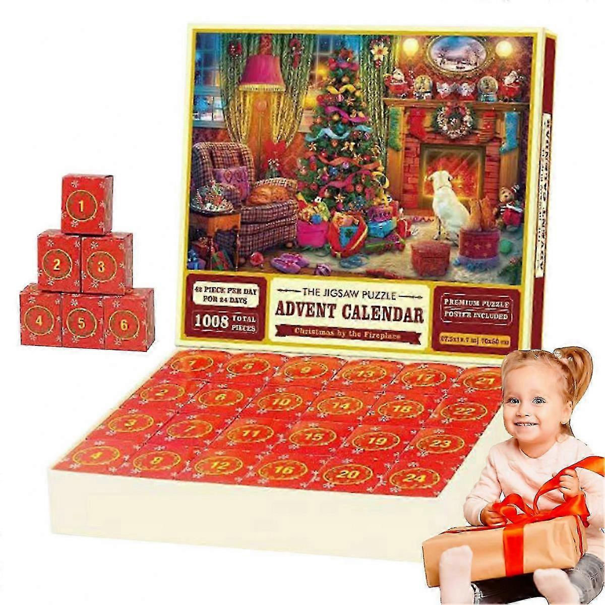 Puzzle Advent Calendar 2025, 1008 Pieces Puzzle 24 Days Christmas Countdown Advent Calendars, Christmas Gift Idea For Kids Adult