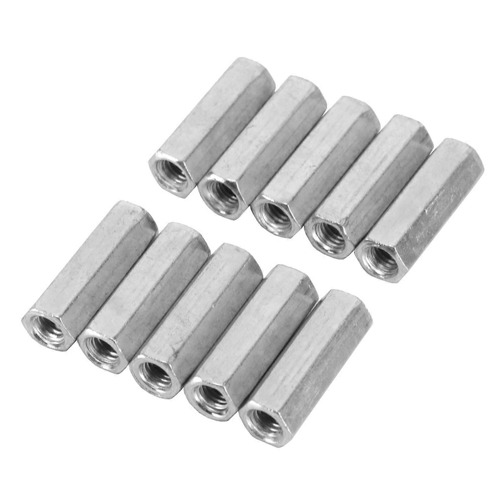 10pcs Long Rod Nut Hex Hexagonal Sleeve Nut Standoff Threaded Fasteners (M6 * 25)