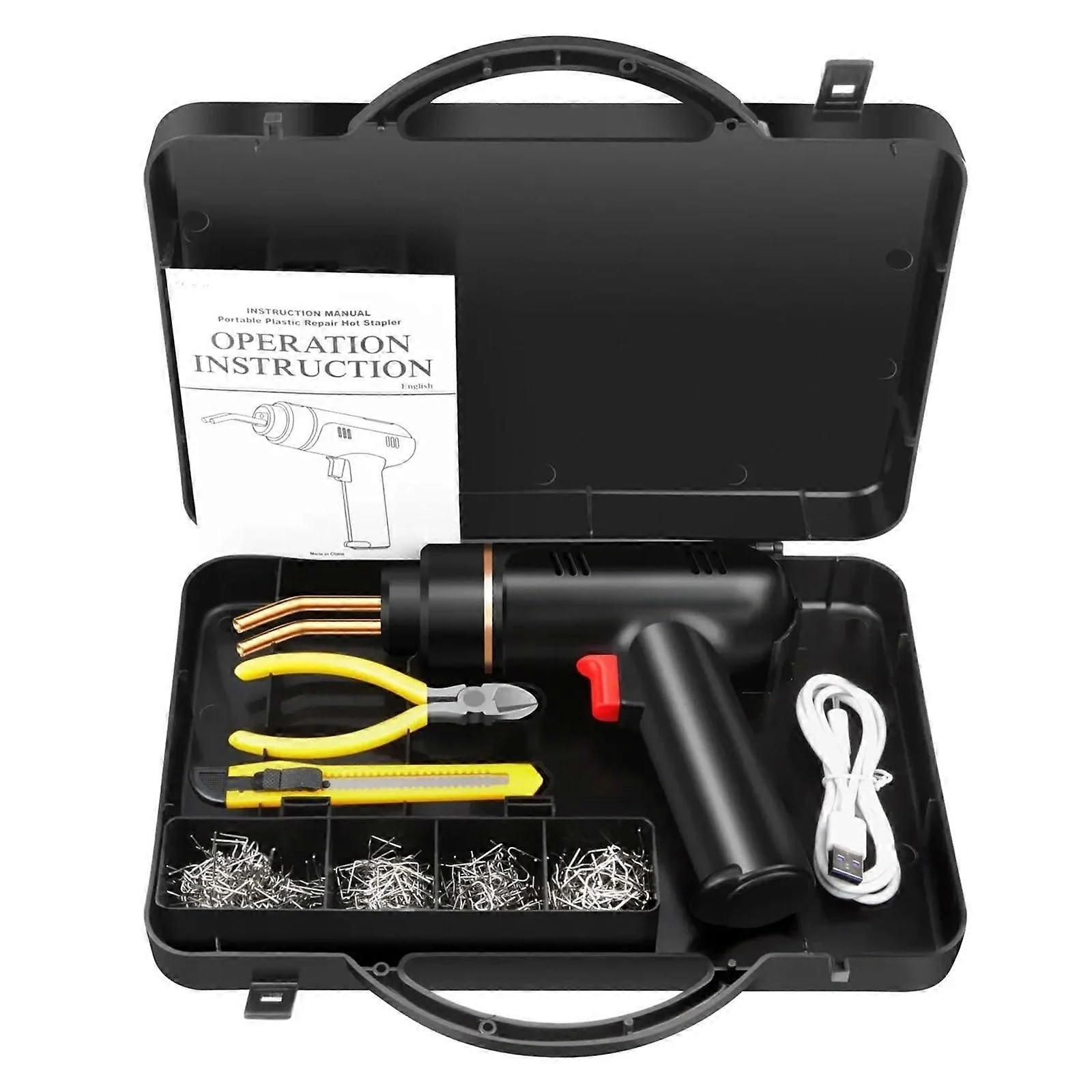 Welding Kit 200W Hot Stapler Rechargeable Plastic Welding Machine Bumper  Kit Soldering Iron Plastic  Black