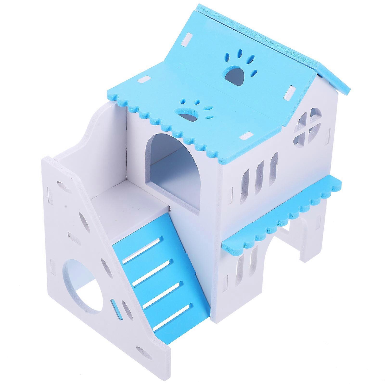Small Animal Guinea Pig Hideout House for Hamster 3Pcs Sky-Blue PVC