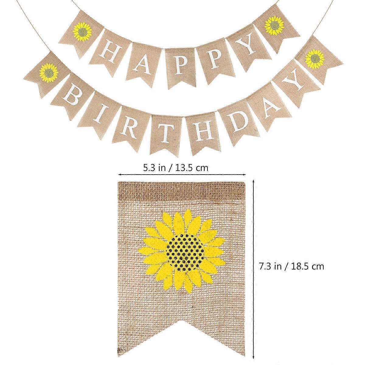 Birthday Party Banner Burlap Linen Hanging Banner for Decoration 3Pcs Bunting