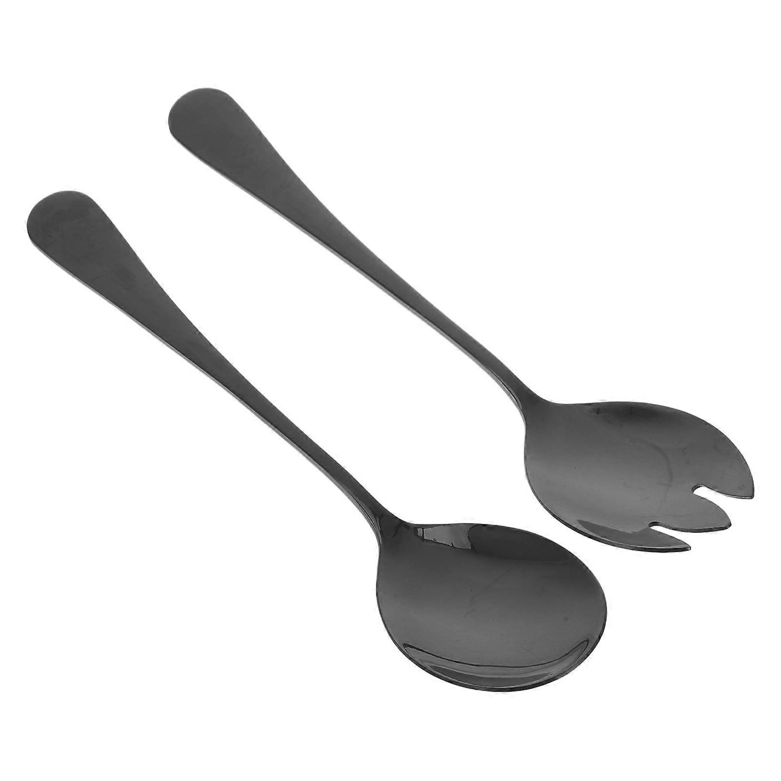 Convenient Appetizer Fork And Salad Spoon 2 Sets Stainless Steel Ergonomic Tableware For Adults And Children