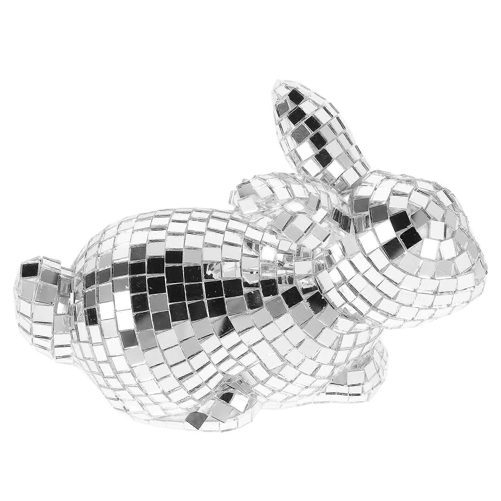 Silver Rabbit Disco Ball Decorations for Home Art 4Pcs Set