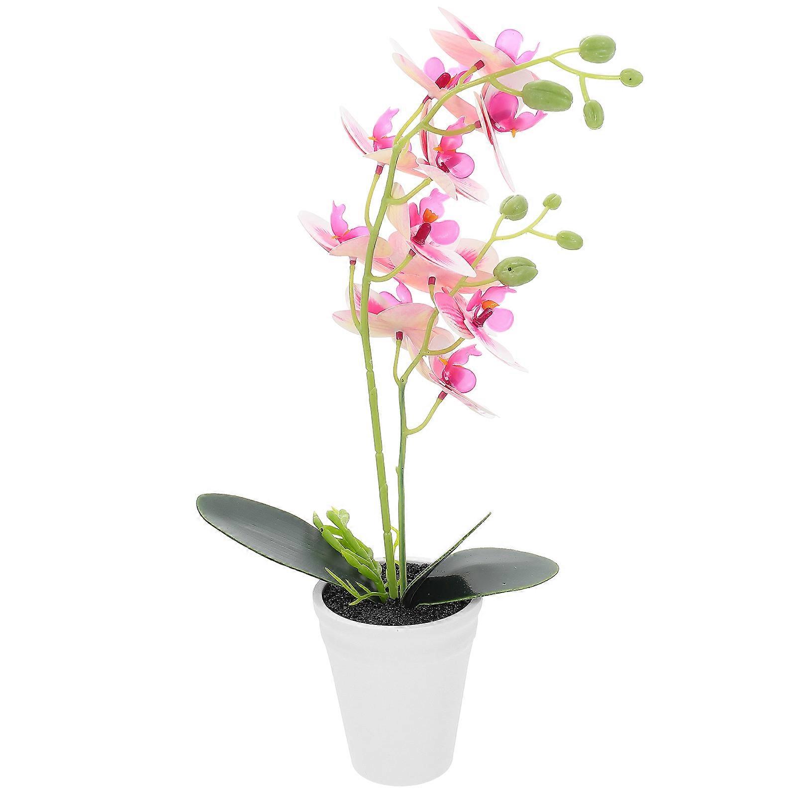 Rosy Artificial Phalaenopsis Pot for Indoor Decor with PVC Material