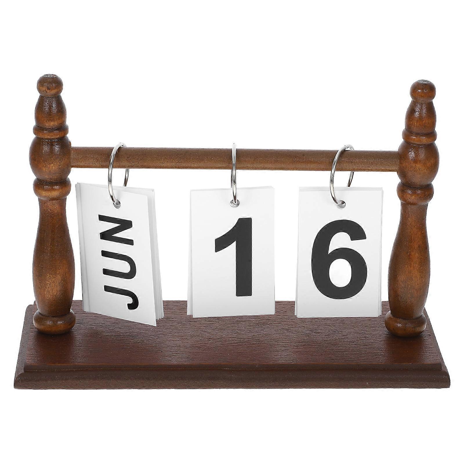 Standing Desk Calendar In Rectangular Shape Designed For Office And Featuring A Rustic Wooden Base 5Pcs
