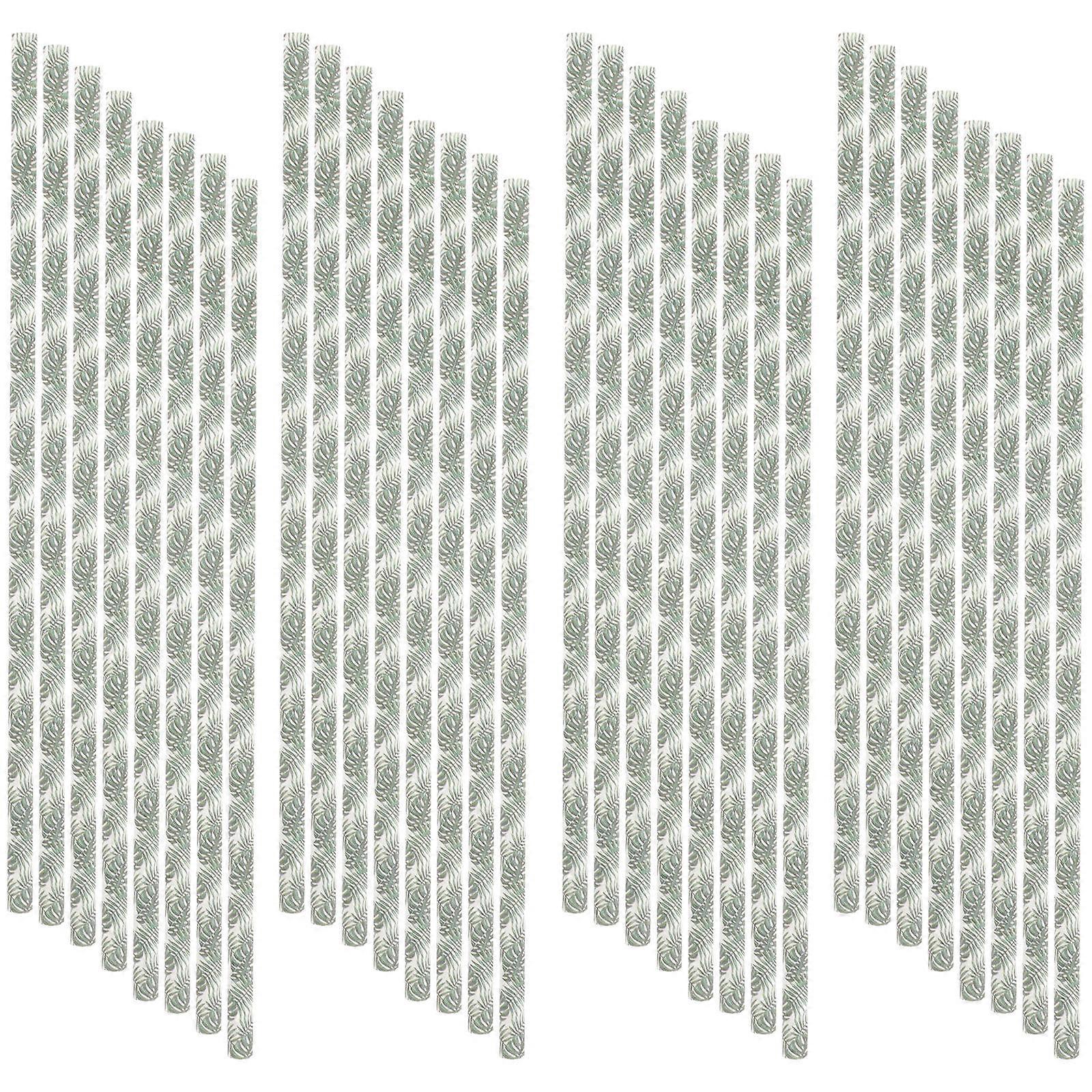 500 Pcs Cylindrical Tropical Straws Ideal For Beach Parties And Summer Gatherings Featuring Leaf Design